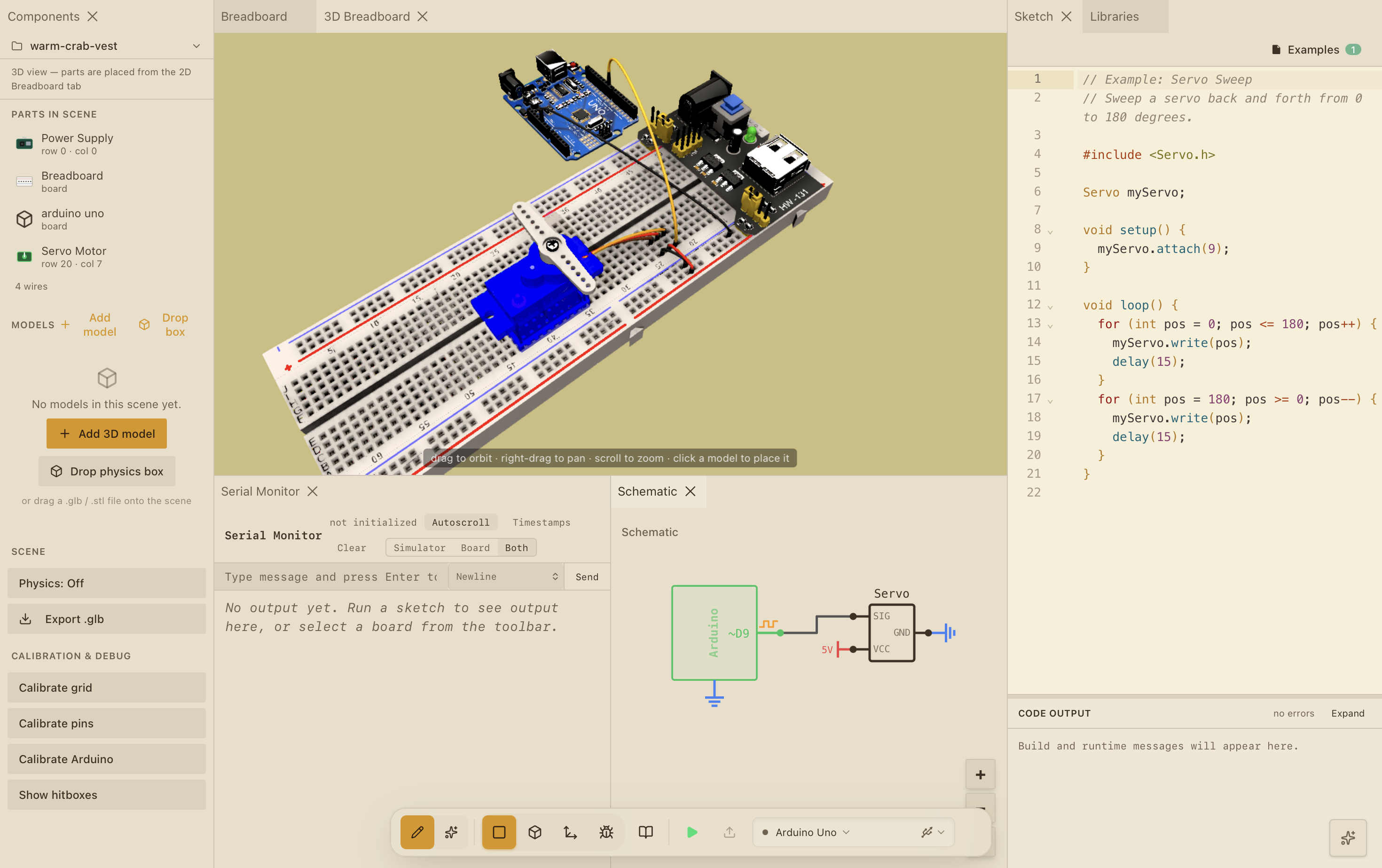 The 3D board and schematic open together